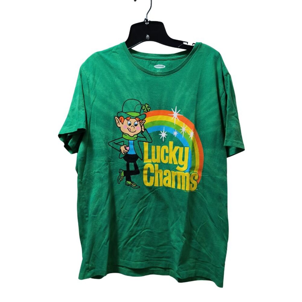 Old Navy Lucky Charms Cereal T-Shirt Women’s Large Green Tie-Dye Graphic Print